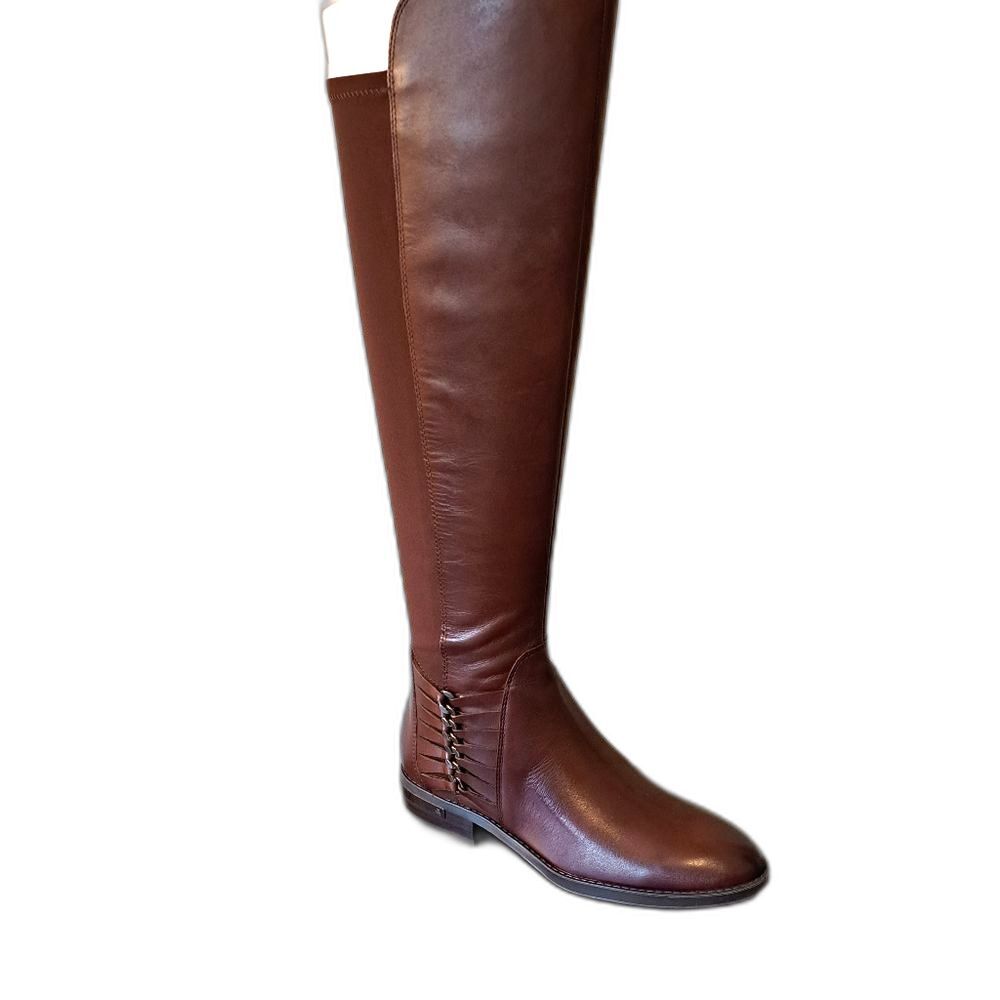 Vince Camuto Knee High Leather Upper Strappy Riding Boots Brown Color - NWT -5.5